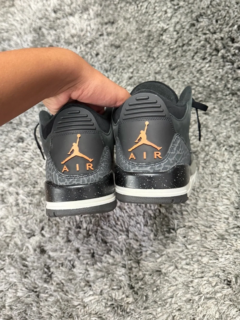 Jordan 3 Retro Men’s Sneakers - Grey with Orange Accents